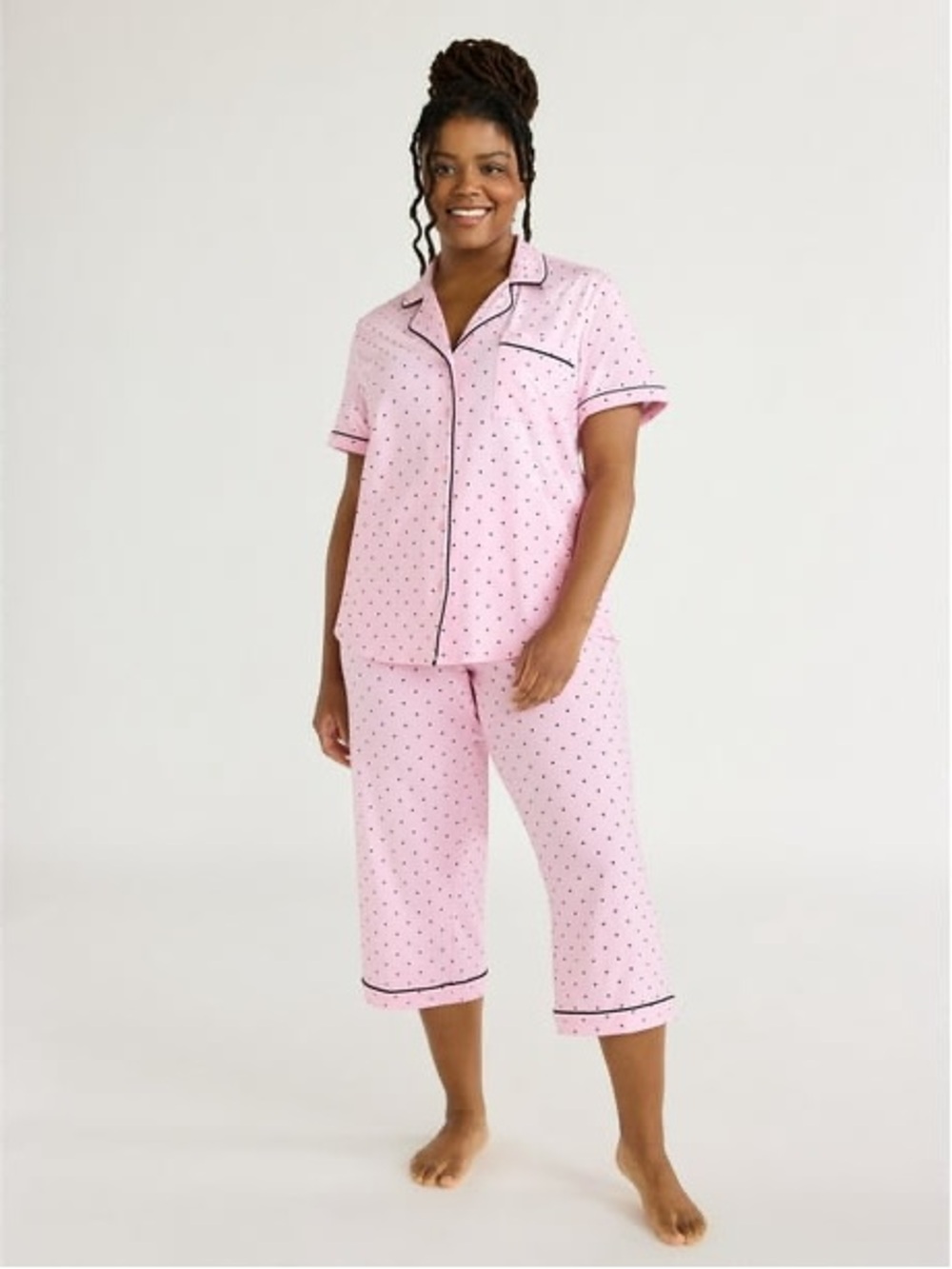 NWOT Joyspun Notch Collar Top and Capri Pants Pajama Set